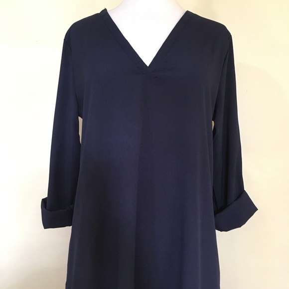💥 CLEARANCE Chic Rolled Sleeve High Low Chiffon Shirt Dress - Picture 7 of 7